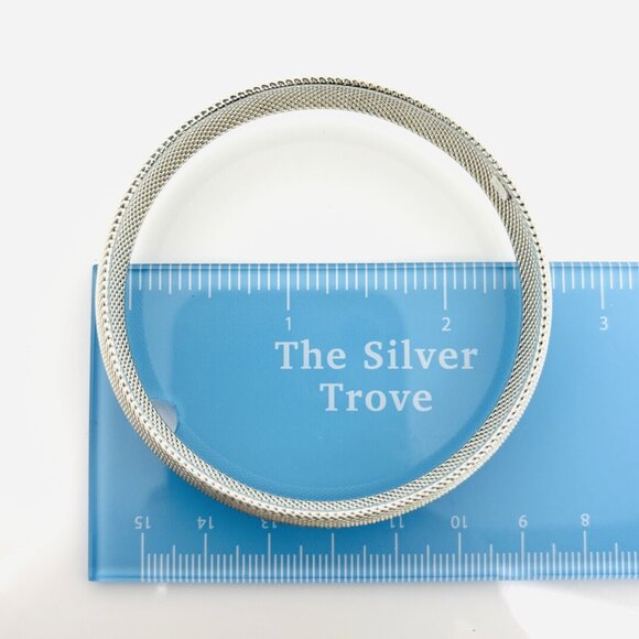 7.5" Tiffany & Co Somerset Firm Dome Mesh Bangle Bracelet in Silver - Picture 7 of 7